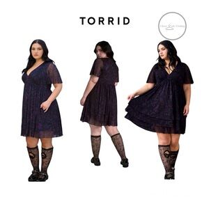 Torrid NIGHTFALL MESH TIERED MINI DRESS